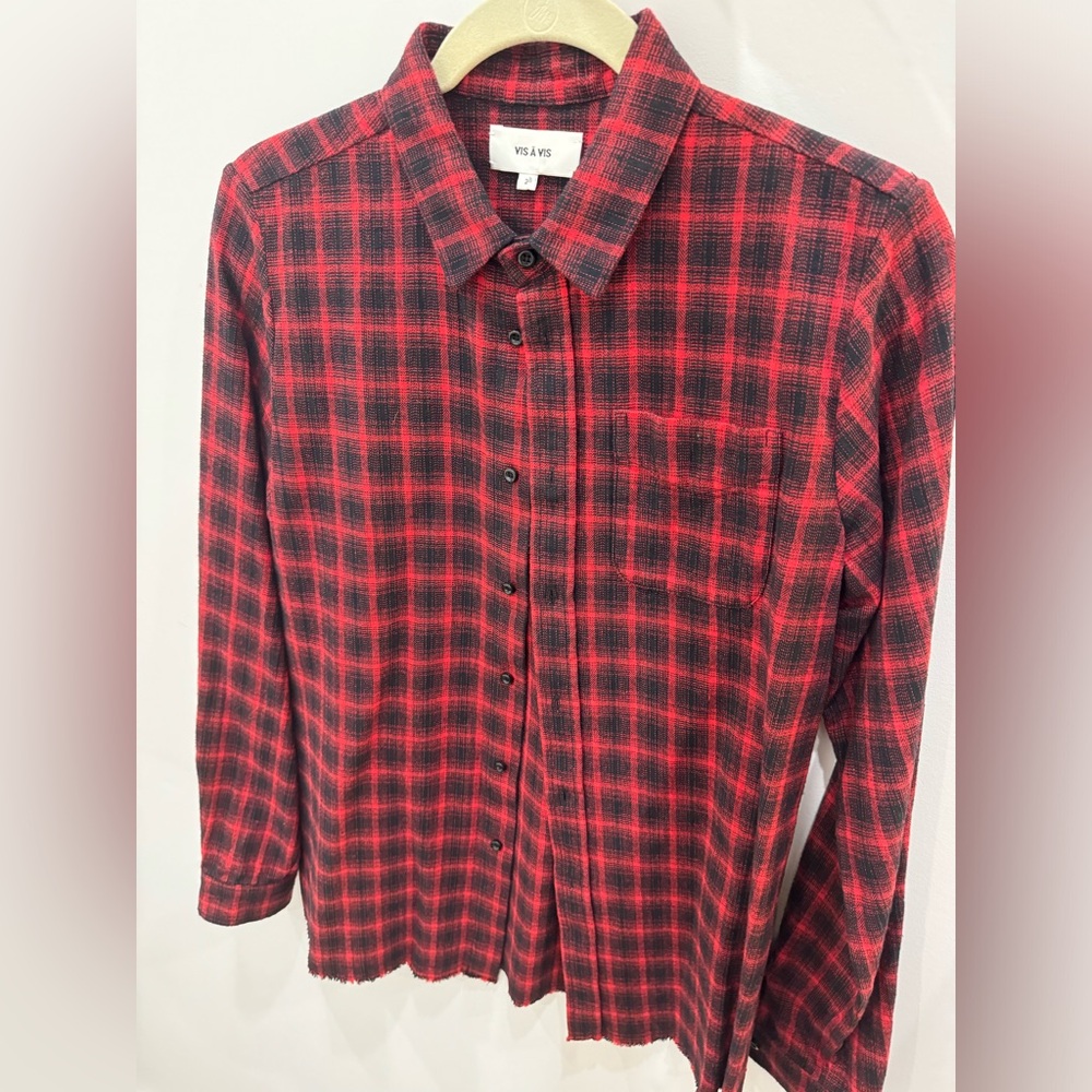 Levi's Women's Red and Black Plaid Button-Down Shirt